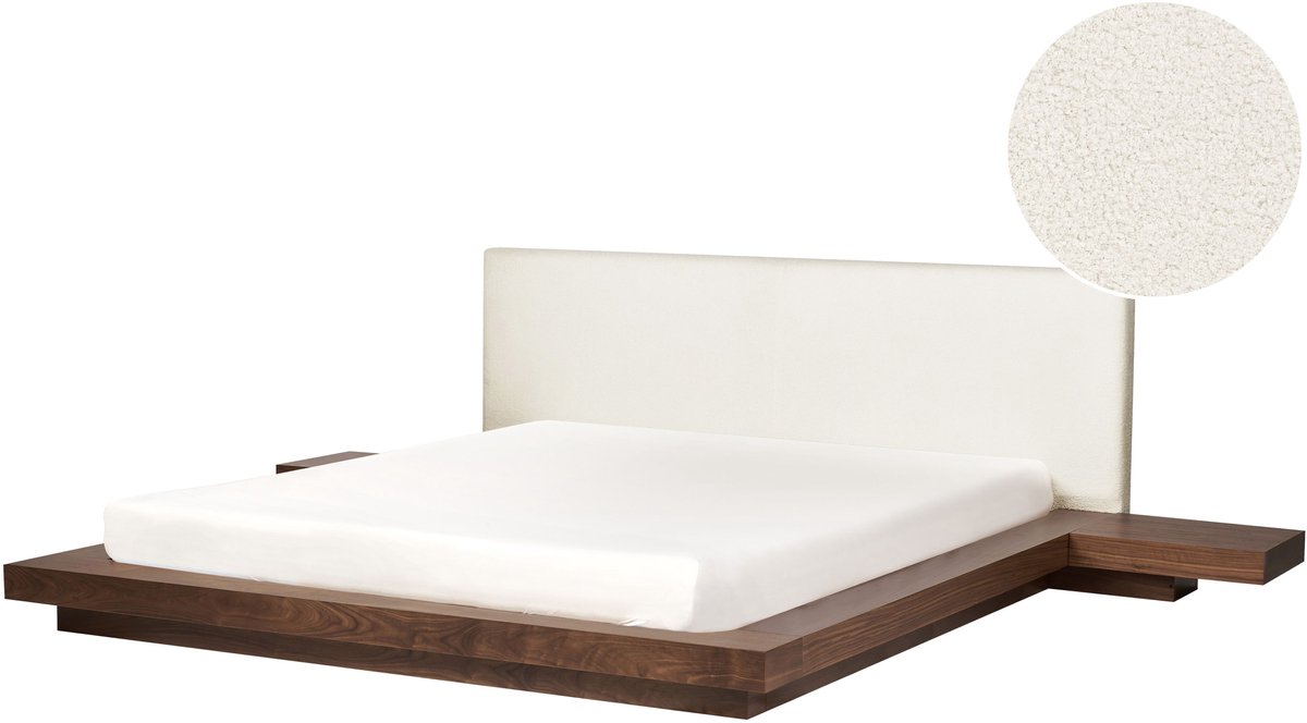 Beliani ZEN - Tweepersoonsbed - Bruin - 180 x 200 cm - Bouclé