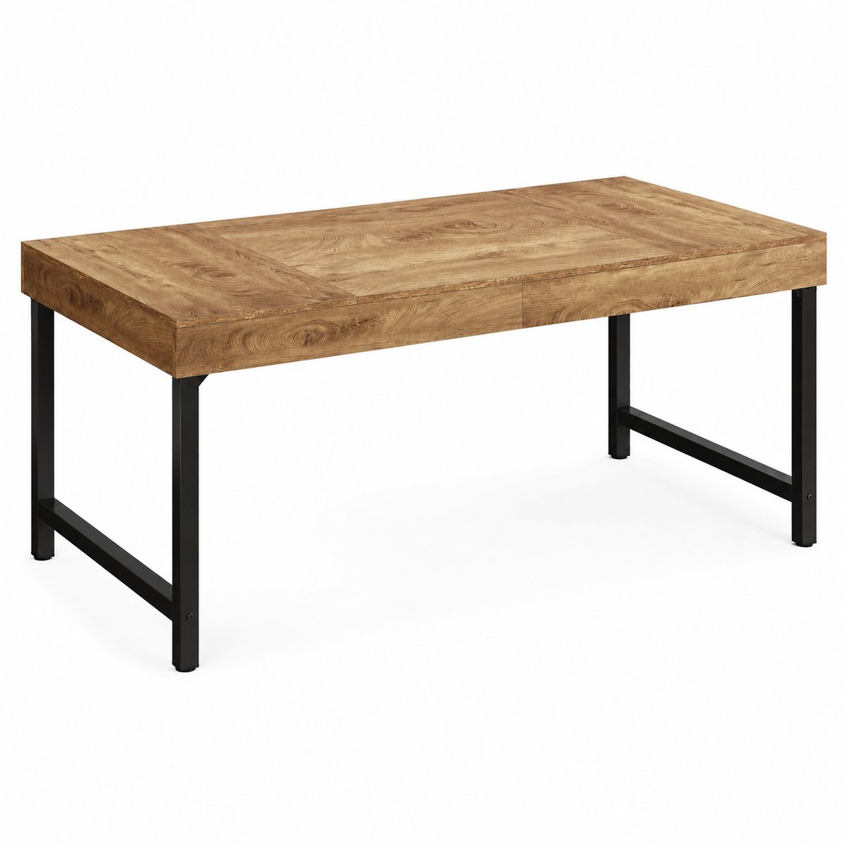 ITRONIQ Eettafel 140 x 70 CM - Rechthoekige Eettafel Voor 4 tot 6 Personen - Houten Keukentafel Met Metalen Poten - Eiken