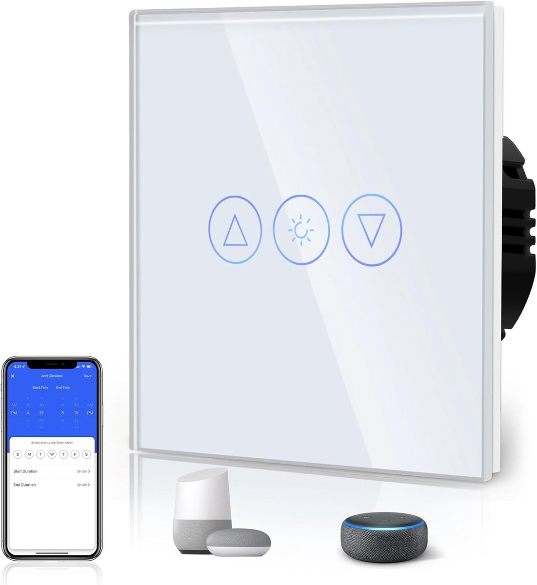 SnelShoppen - Dimmer Smart Wifi Lichtschakelaar 300W Touch Control LED Dimbaar voor Alexa/Tuya/Google Home - Wit