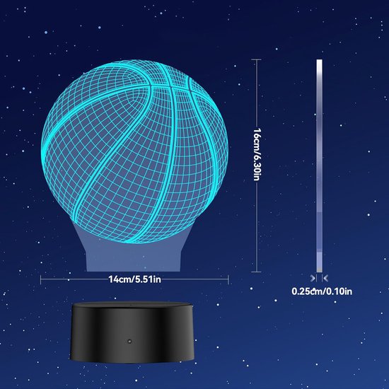Basketbal Nachtlampje - 3D-Illusielamp Met 16 Kleuren - Decoratieve Bureaulamp - Verjaardagscadeau Voor Sportfans Onder De Kinderen van NCRealher — afbeelding 2