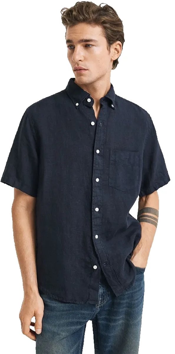 Gant 3240121 Overhemd Met Korte Mouwen Blauw XL Man