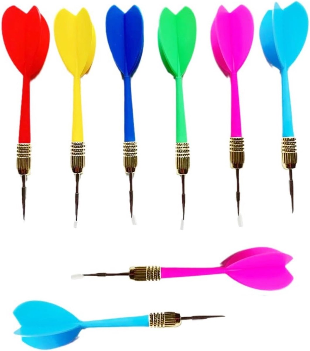 SnelShoppen - Professionele Dart Set - 8 Plastic Darts met Metaal Tip - Mixed Kleuren - Ideaal voor Binnenactiviteiten en Kinderen - 6 g - Perfect voo