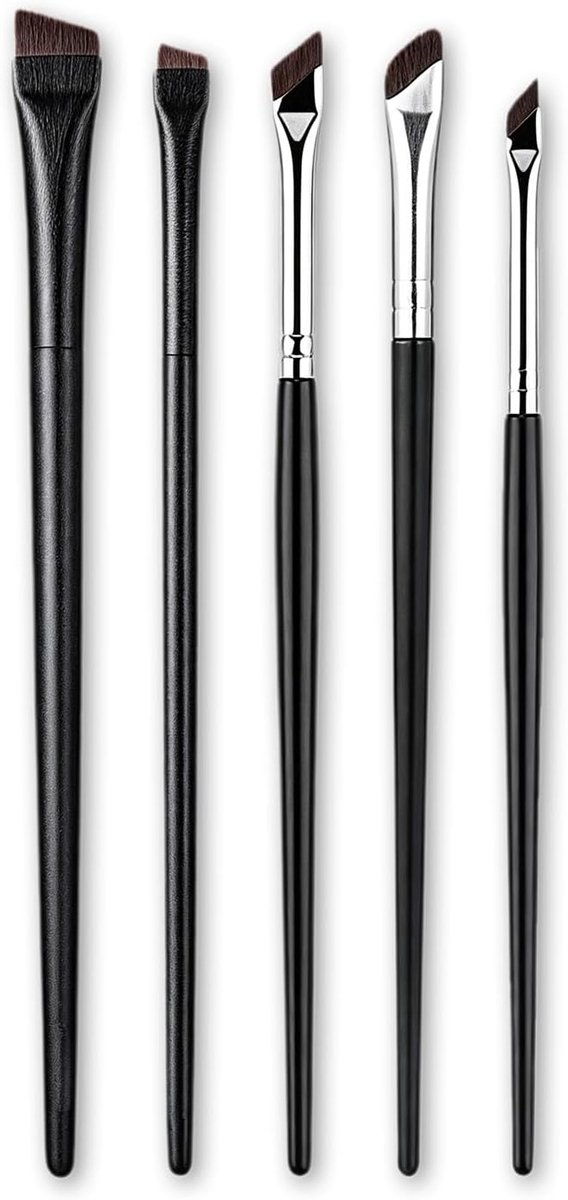 SnelShoppen - 5-delige Eyeliner Kwasten Set voor Nauwkeurige Make-up, Schuine Wenkbrauwpenseel en Fijne Oogschaduwkwasten, Professioneel & Perfect voo