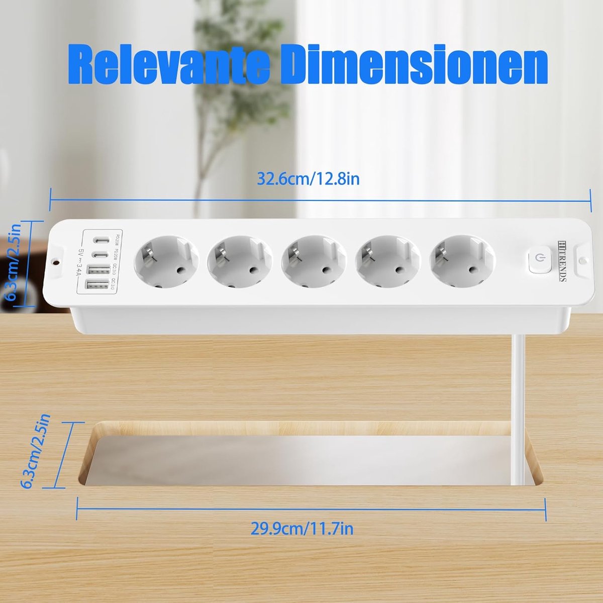 SnelShoppen - Wit Power Strip, Stekkerdoos, Energieverdeler met 6 Stopcontacten, Overbelasting Bescherming, Ideaal voor Thuis, Kantoor, Keuken en Camp