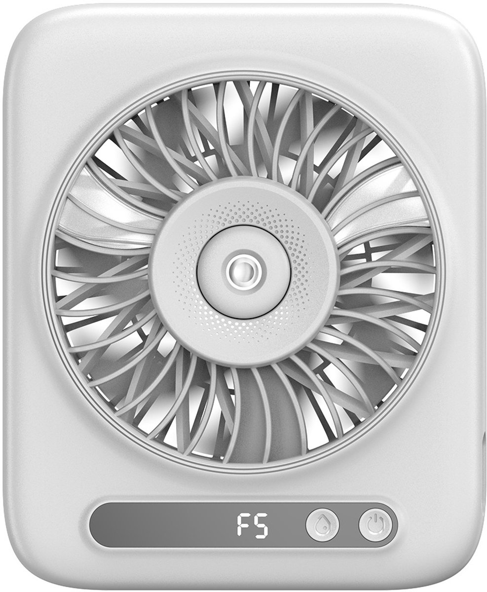 Mini USB-bureauventilator met verneveling – met led-display – 6000 mAh – Oplaadbaar, draadloos, stille ventilator met verkoelende nevel – Compacte, draagbare bureauventilator – Geschikt voor slaapkamer, kantoor, op reis en buitenshuis – Wit