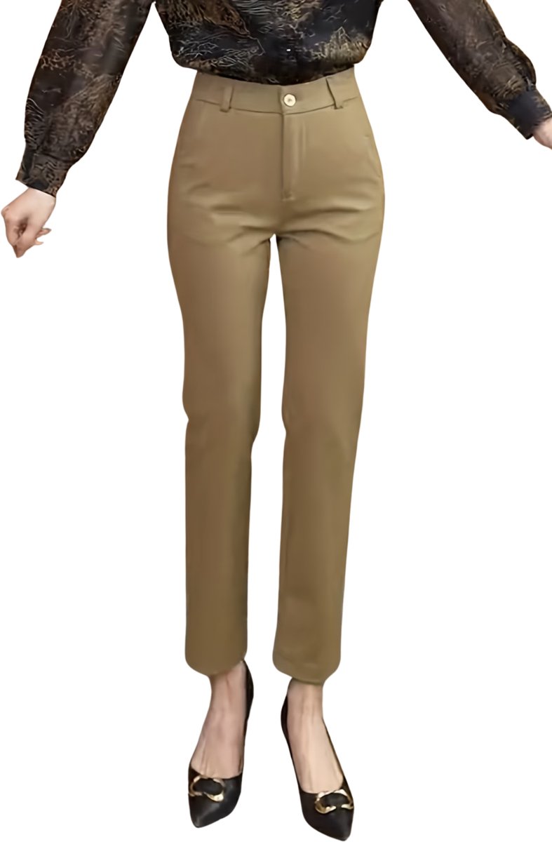 Currero Pantalon Dames Chino Golfbroek Nette Broek Met Elastische Tailleband Volwassenen Kaki 2