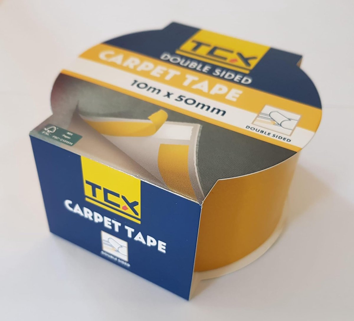 SnelShoppen - Dubbelzijdige Tape voor Tapijt 10 m x 50 mm, Extra Sterke Hechting, Ideaal voor Vloeren, Decoratie, FSC-gecertificeerd, Eenvoudig te Geb