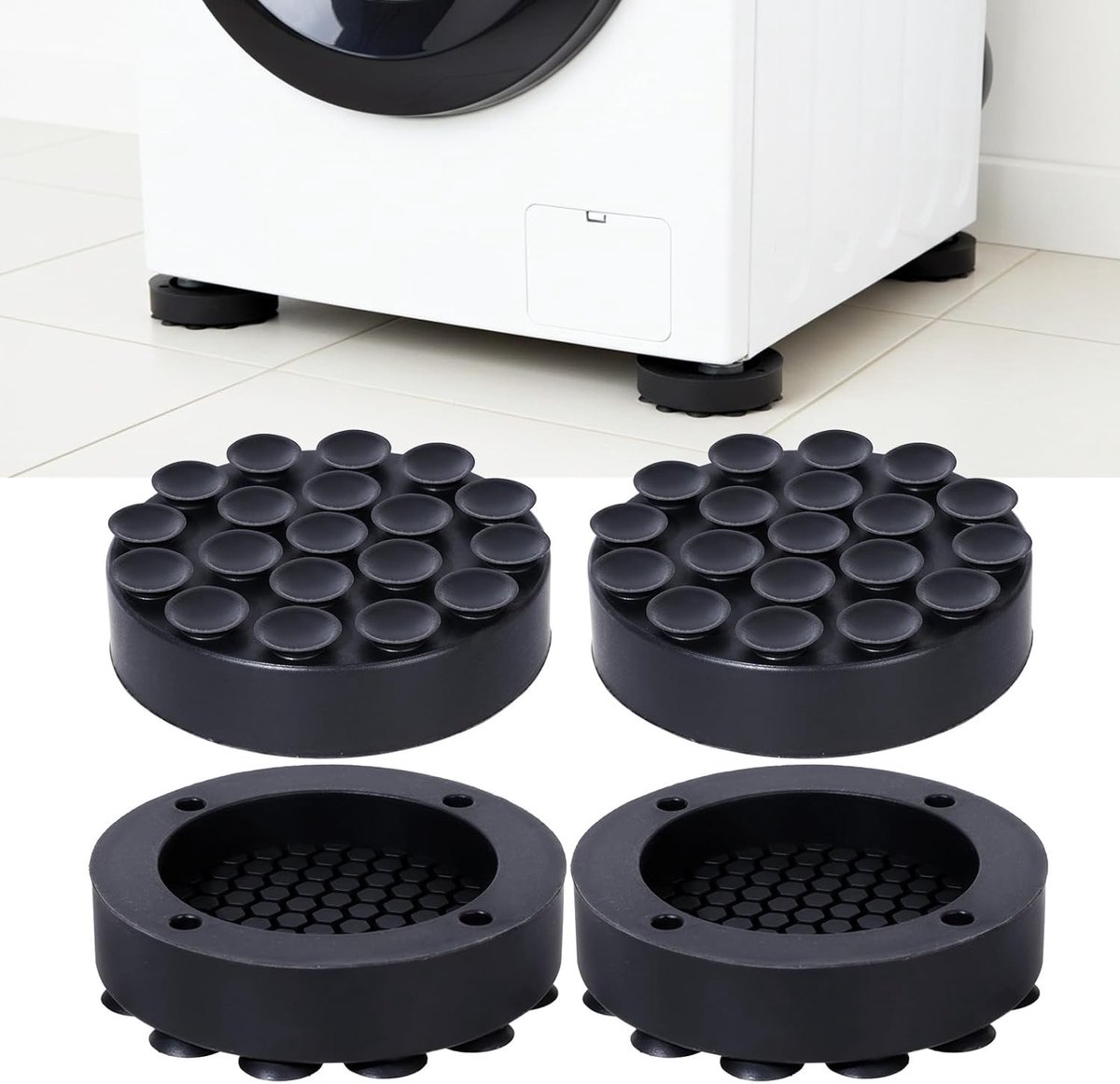 Anti-vibratiemat voor wasmachines - 4 stuks antislip onderleggers, trillingsdempers en stabilisatoren voor optimale werking