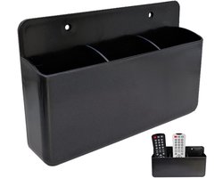 SnelShoppen - Remote Control Holder Wall - Zelfklevende Opbergbox voor Afstandsbedieningen - Universele Houder voor TV, Airco & Ventilator - Zwart - 2