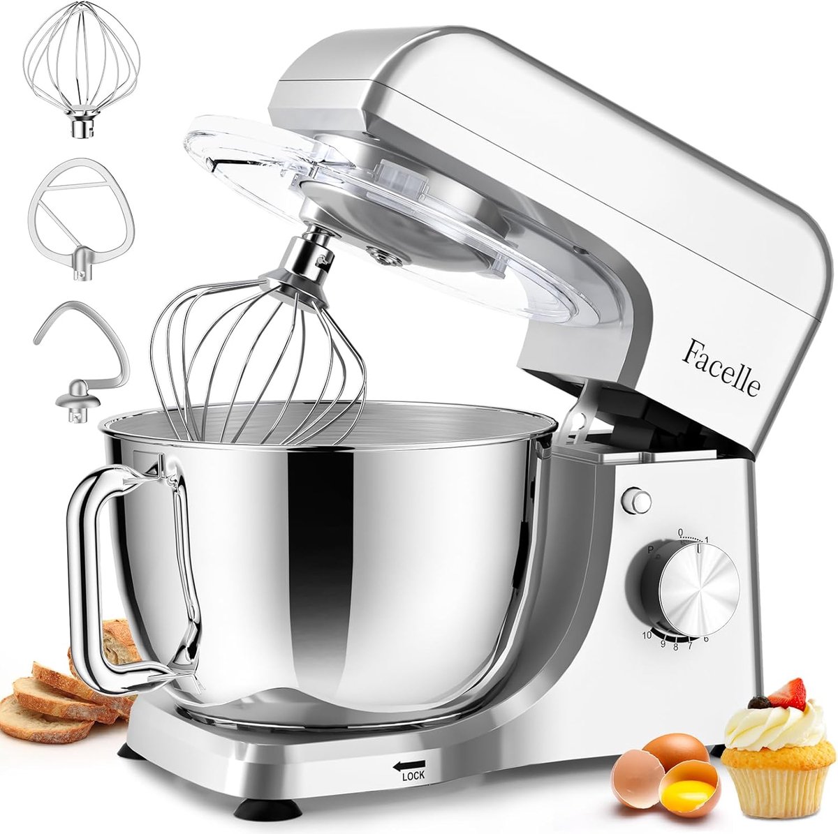 SnelShoppen Foodprocessor SM1521 Kneedmachine Keukenapparaat Zilver Multifunctioneel Voor Bakken Mixen Hakken 3 5L Inhoud Ideaal voo