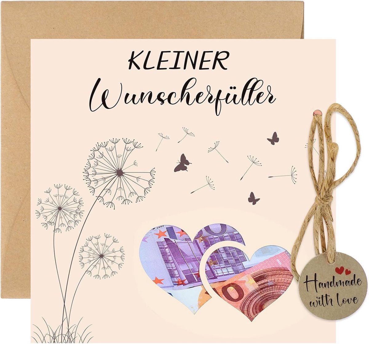 SnelShoppen - Wish Filler Geld Cadeau met Envelop, Creatief Geldgeschenk voor Verjaardag, Bruiloft, Reis, Jongerenwijding, Valentijnsdag, Groetkaart v