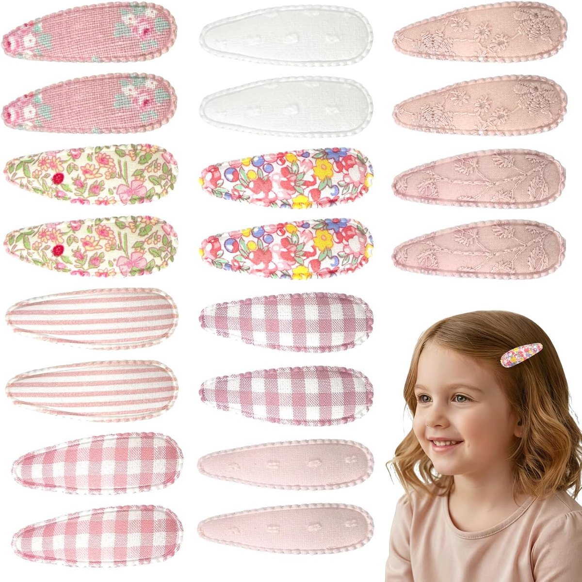 SnelShoppen - 20 Haarclips voor Meisjes, Schattige Bloemen en Strikjes Haarspeldjes voor Baby's en Kinderen (Wit+Roze) - Perfect voor Feestjes en Dage