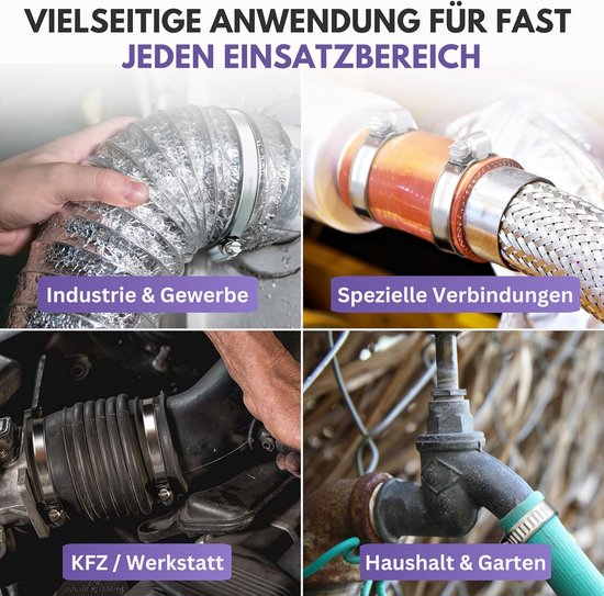 10x Slangklemmen Set RVS 32-50 mm - Verstelbare Roestvrij Staal Slangklem - Slangklemmen Assortiment - Inox Slangklem voor Waterleiding en Tuinslang — afbeelding 4