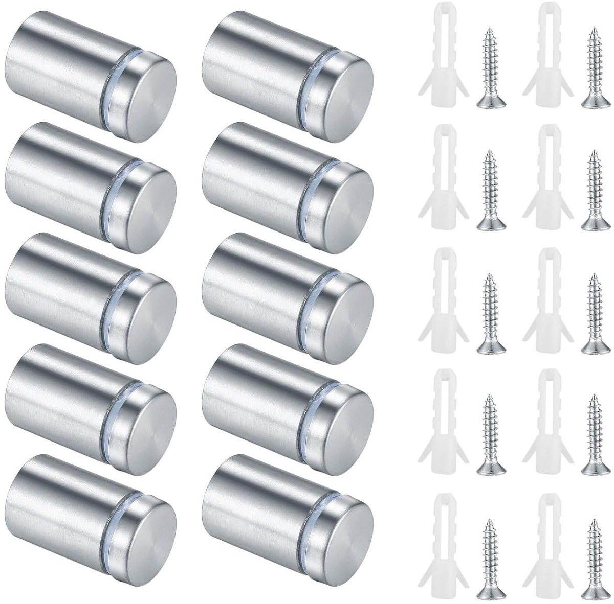 SnelShoppen - 10Pcs RVS Plate Holders Standoffs voor Wand, Duurzame Standoffers voor Glas, Spiegels en Displays - Zilver, Perfect voor Thuis en Kantoo