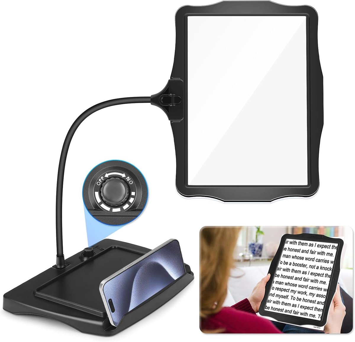 SnelShoppen - Vergrootglas met Licht en Stand - 10x Vergroting, Handvrij, Ideaal voor Hobby, Lezen, Detailwerk, Keuken en Meer