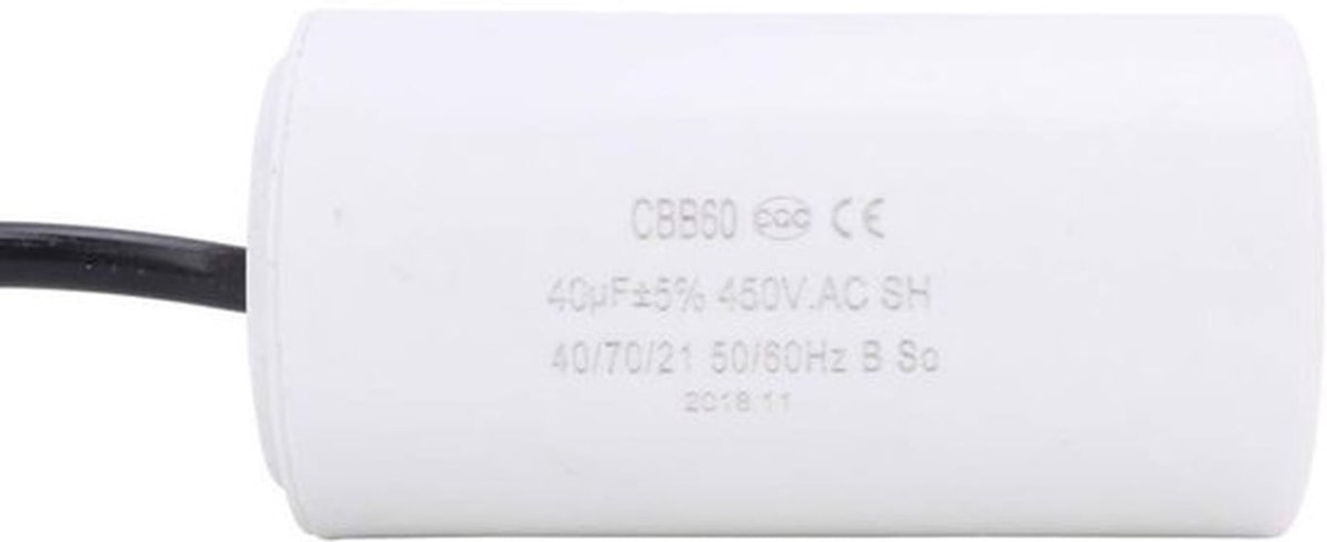Cbb60 Condensator - Milieuvriendelijk - Klein Formaat - 450V - 40uF - Voor Huishoudelijke Apparaten - 13x7x7 cm