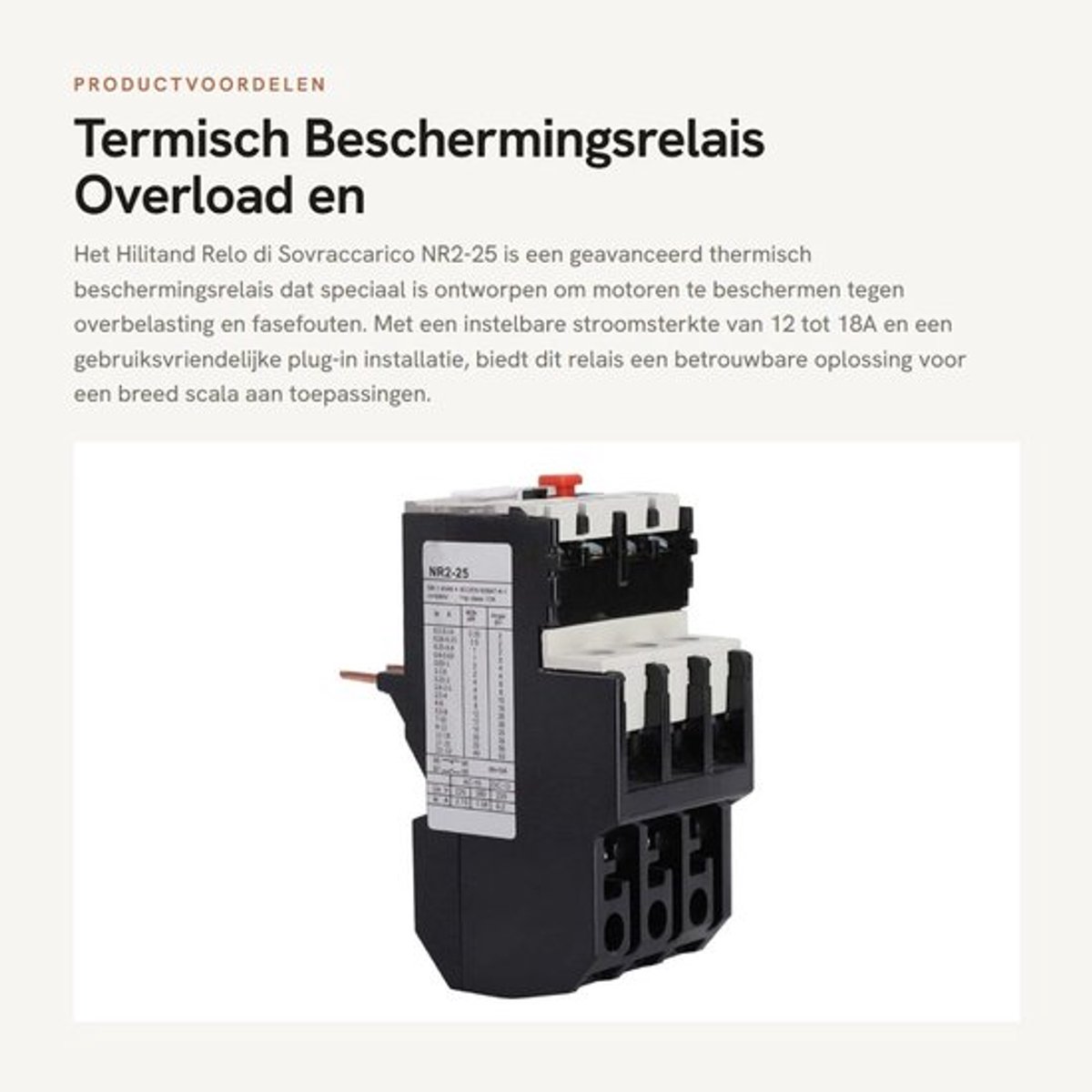 Termisch Beschermingsrelais - Overload en Fase Fout Bescherming - 12-18A - Betrouwbaar en Veilig - Voor Elektrische Installaties - Essent...