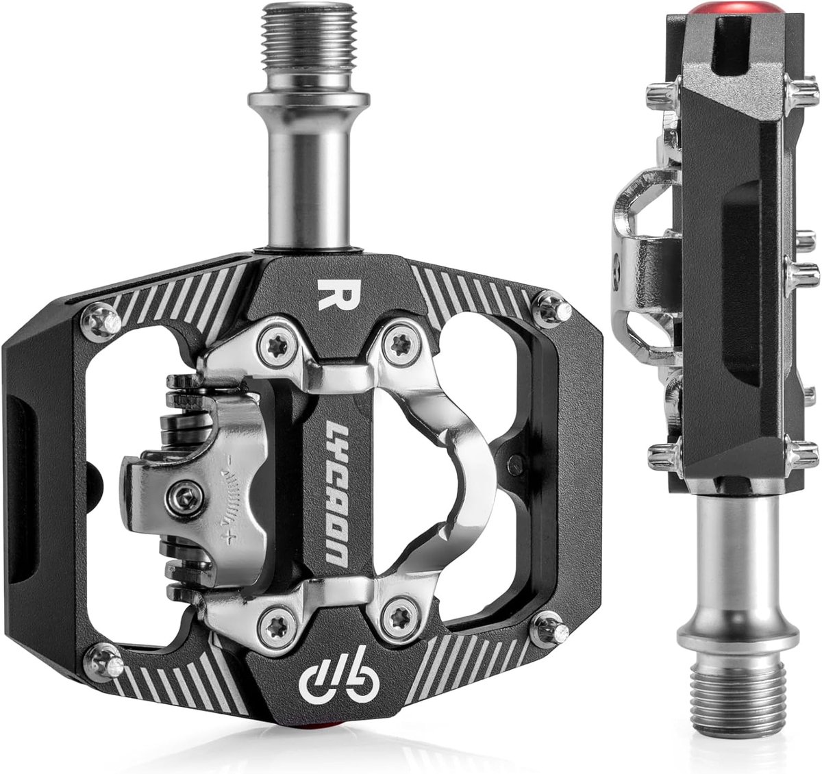 SnelShoppen - Mountainbike Pedalen, Dubbele Functie, Klikbare en Flat Pedalen, CNC-gefreesd Aluminium, 3 Sealed Bearing Platform Pedalen voor MTB en B