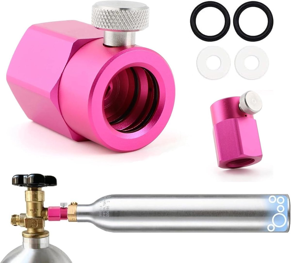 SnelShoppen - CO2 Refill Adapter Aluminium Legering, Compact CO2 Cylinders, Compatibel met Spraying Machines, Duurzaam en Corrosiebestendig, Voor Thui