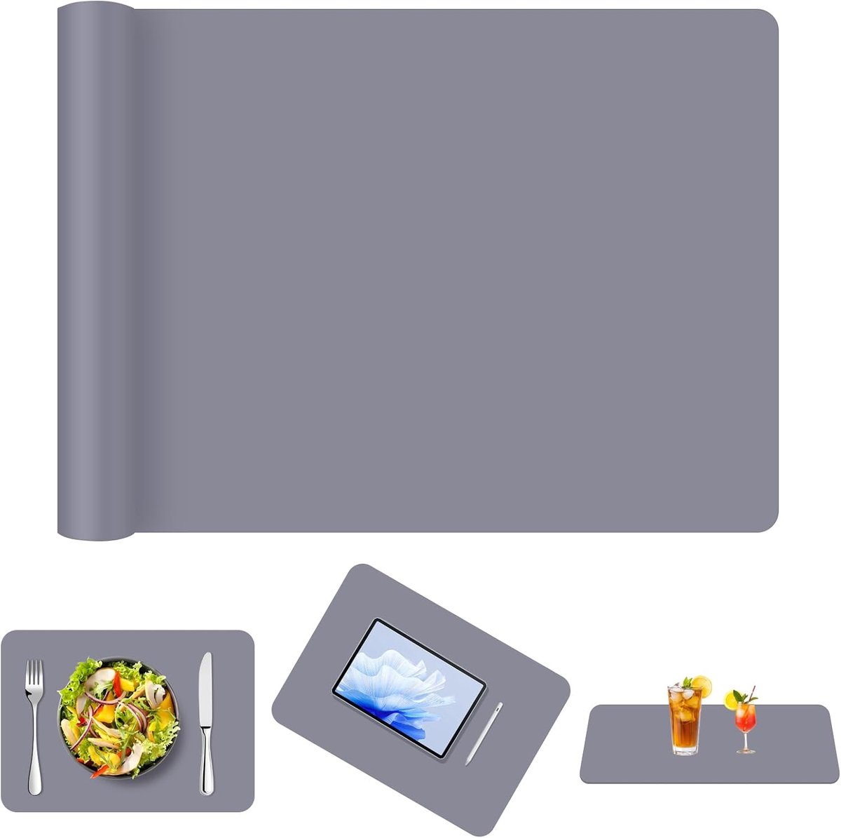 SnelShoppen - Silicone Bakmat 60x40cm - Antislip Deegmat voor Pizzabakken, Taarten, Gebak, Creatief Knutselen, Desktop Bescherming - Donkergrijs