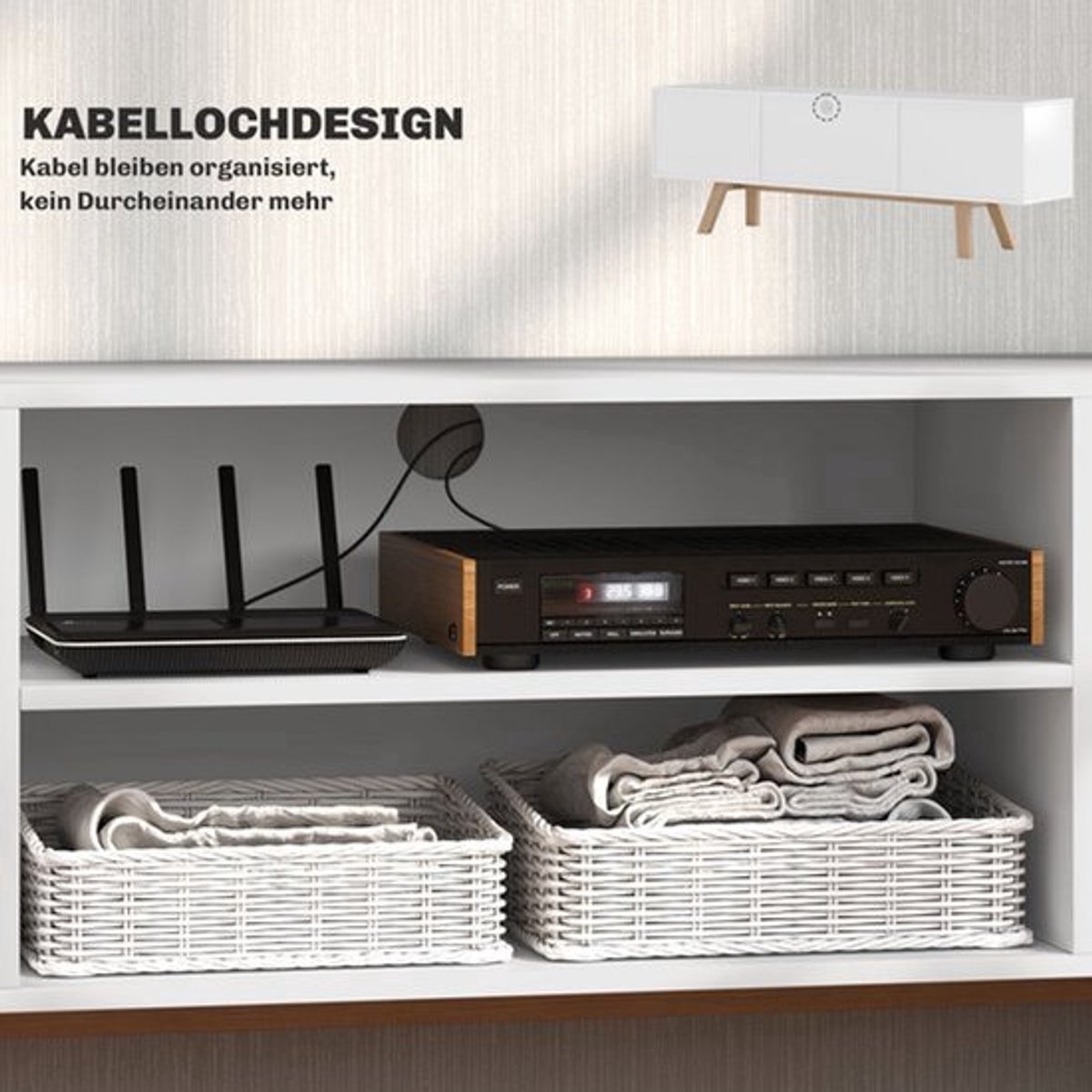 tv meubel – tv kast – tv dressoir – lowboard – mediameubel – wit – 150x39x50 cm – spaanpla