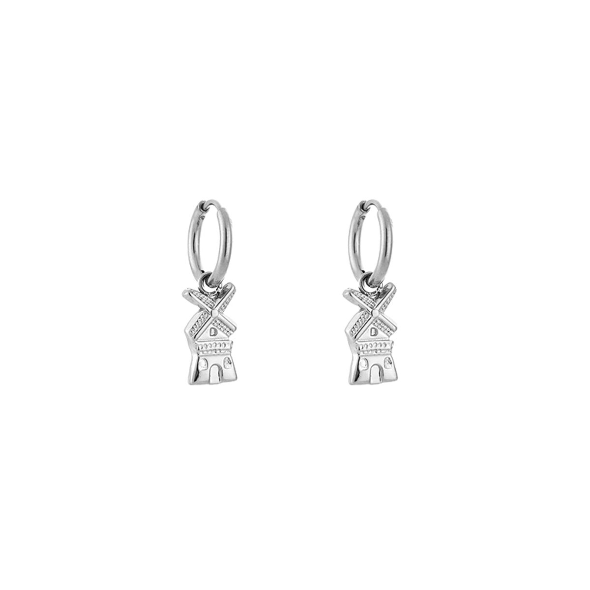 Stainless Steel Hollandsche Molen Bedel Oorringen – Iconische & Trendy Hoops – RVS - Zilver