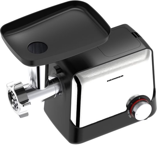 Heinner Elektrische Vleesmolen - 2100 W - Maalcapaciteit 1,8 kg/min - 3 Maalschijven - 2 Snelheden en Reversefunctie - Worst-, Kibbeh- en Tomatenaccessoires - RVS/Zwart van Heinner — afbeelding 2