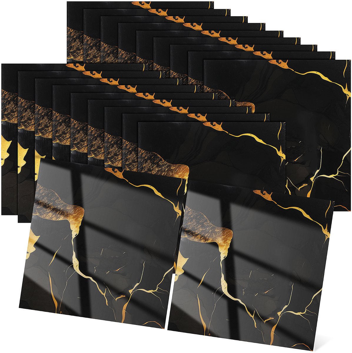50 Stuks Zelfklevende Marmertegels – Zwart, 30x30 cm, Waterdicht XPE Schuim – Peel & Stick Wandtegels voor Keuken, Badkamer & Woonkamer – Luxe Marmerlook DIY Wanddecoratie