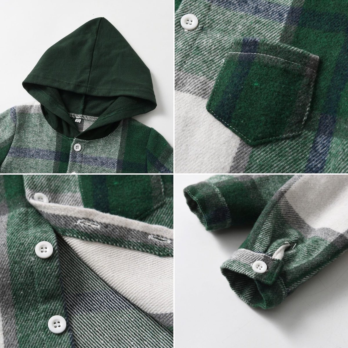 SnelShoppen - Jongens Baby Kleding Set 2 Stuks Katoen Plaid Sweatshirts Met Capuchon + Broekset Jongens Kind Tracksuit Herfst Kleding Groen 2-3 Jaar