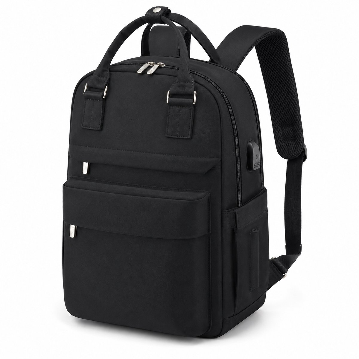 Laptop Rugzak Dames 15.6 Inch - Luxe Schooltas en Werk Rugtas met USB Oplaadpoort - Waterafstotende Anti-diefstal Reisrugzak -zwart