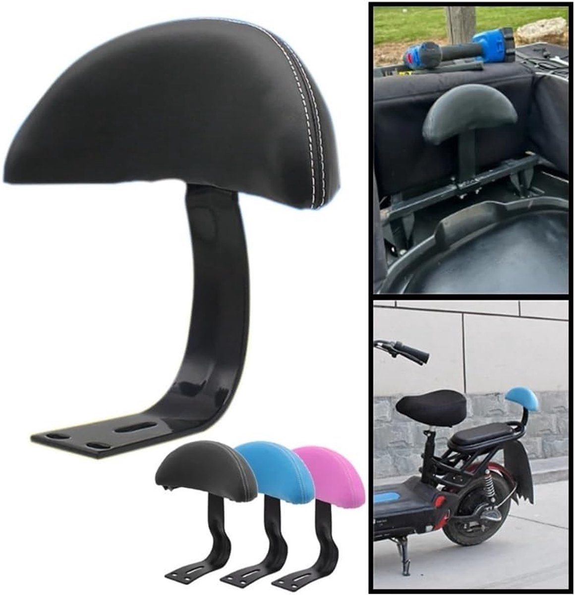 Rugleuning - Fietsaccessoire - Extra dikke rugleuning - Robuuste constructie - Zwart, waterdicht PU-leer - Roestvrijstalen beugel & ergonomisch ontwerp - Comfortabel kussentje voor de bagagedrager