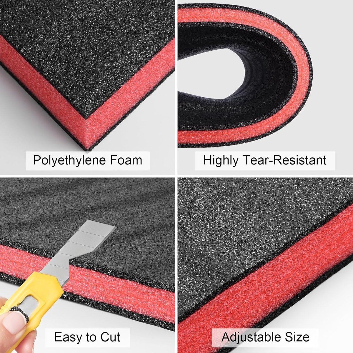 Foam Snijden op Maat - 4 Stukken van 40 x 30 x 4 cm - Polyethyleenschuim voor Camera- en Gereedschapskoffers, Perfecte Bescherming en Aanpassing
