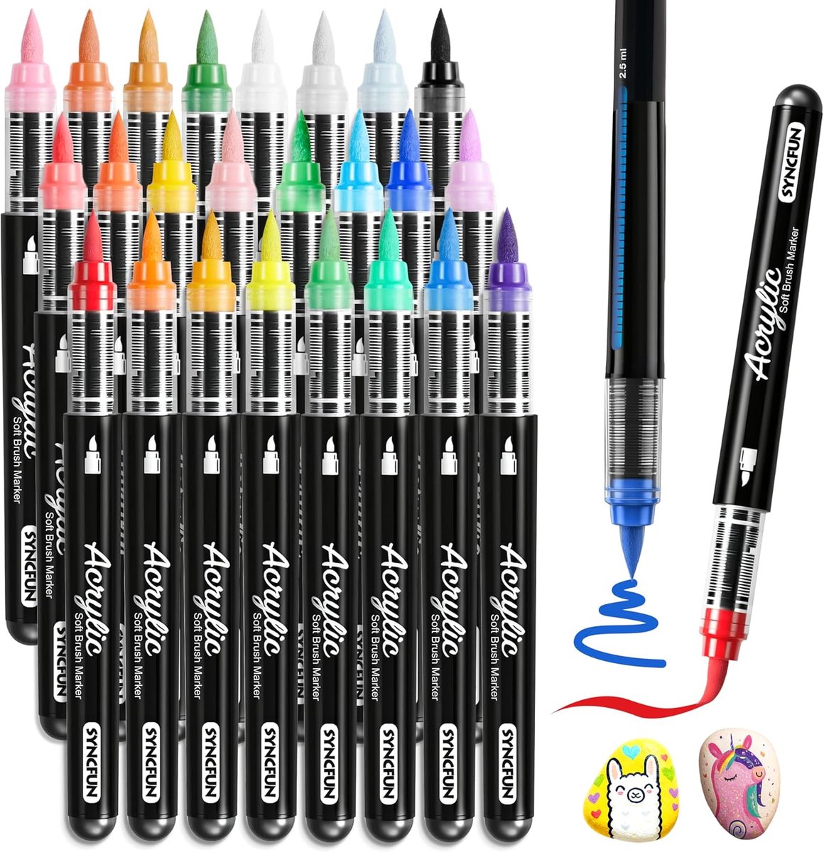 SnelShoppen - 24 Stuks Non-Washable Acryl Stiften voor Creatief Schilderen, Knutselen en Hobbyprojecten - Kleurige Acryl Pennen voor Kinderen en Volwa