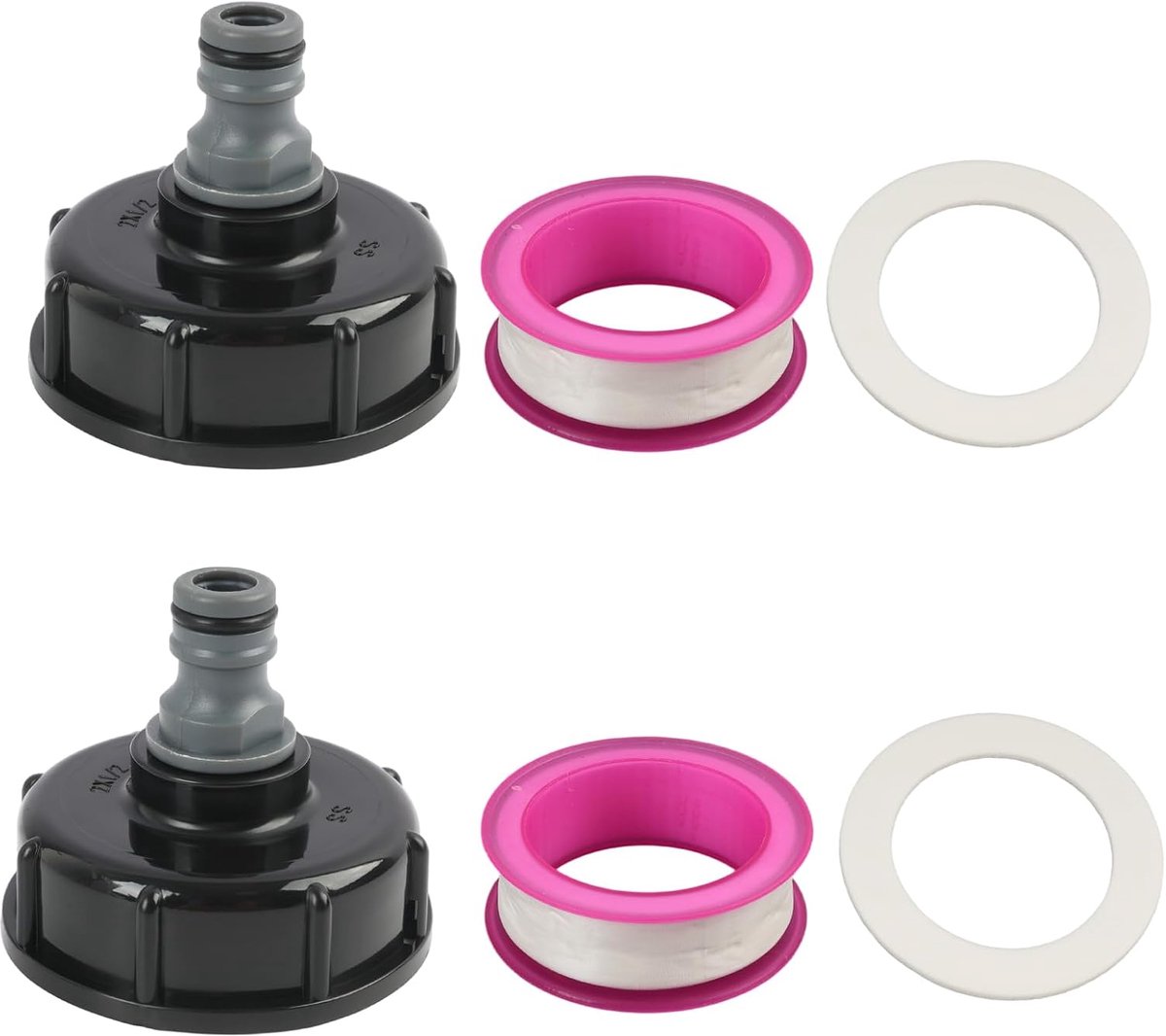SnelShoppen - IBC Tank Accessoires S60 x 6 - IBC Tank Deksel Adapter met 1/2 Inch Aansluiting - Universele Verbinder voor 1000L Water Tank - Perfect v