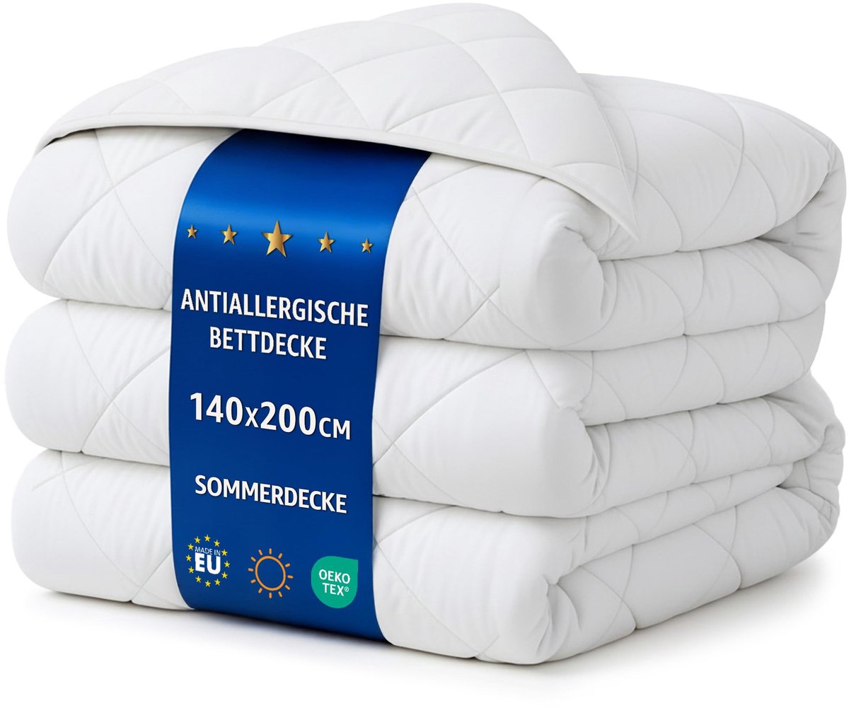 SnelShoppen - Dekbed zonder Overtrek 140 x 200 cm - Gewatteerd Zomerdekbed Microvezel - Ademend en Allergievriendelijk - Oeko-Tex Gecertificeerd