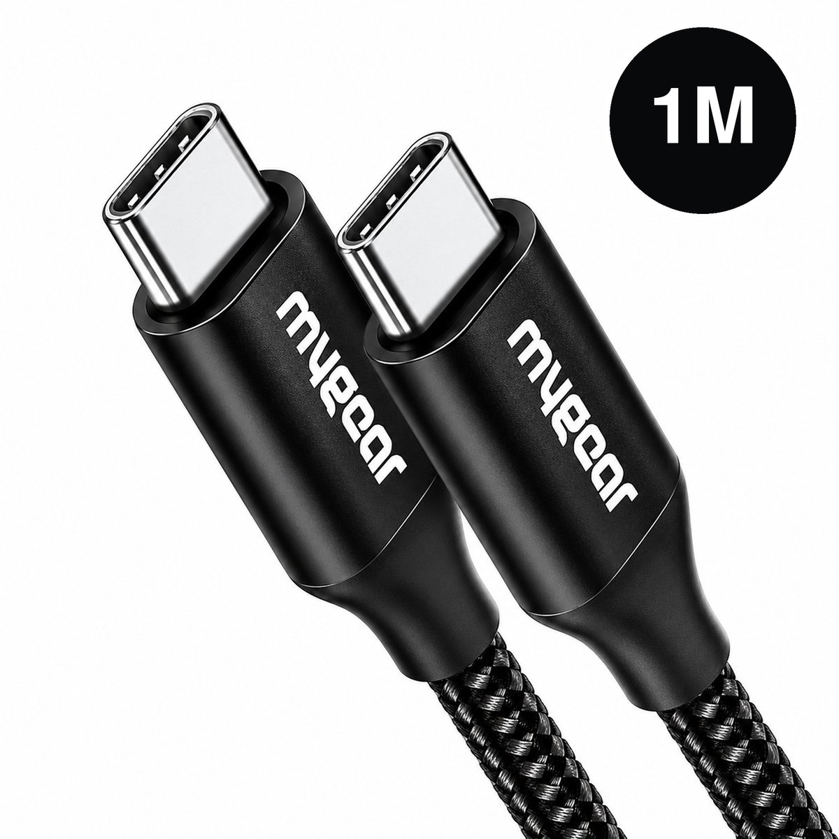 MyGear USB-C naar USB-C Kabel - 1 Meter - Data- en Oplaadkabel - USB 3.0 - 5Gbps - 60W PD Snelladen - Zwart