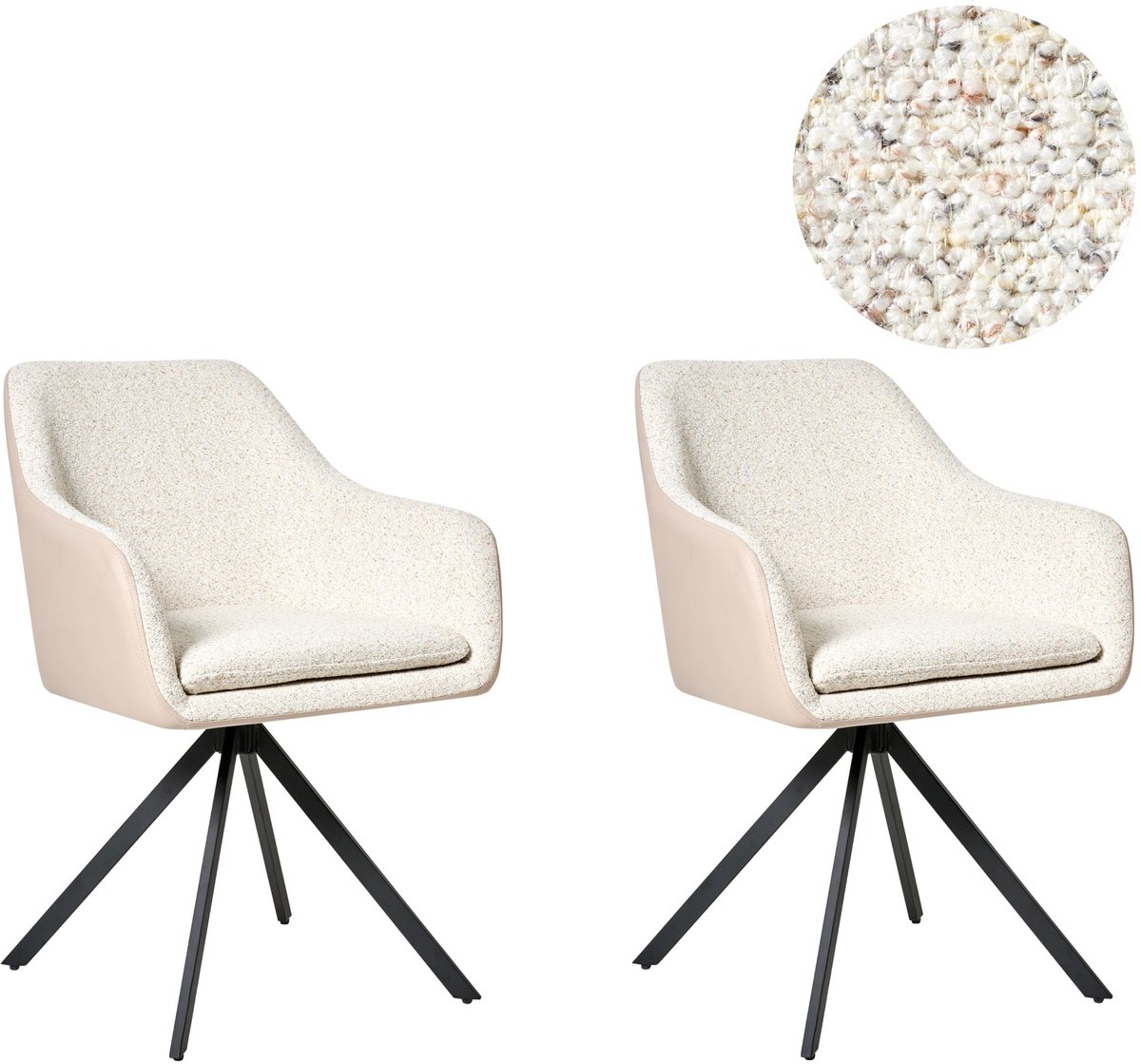 LITHIA - Set van 2 stoelen - Lichtbeige - Bouclé