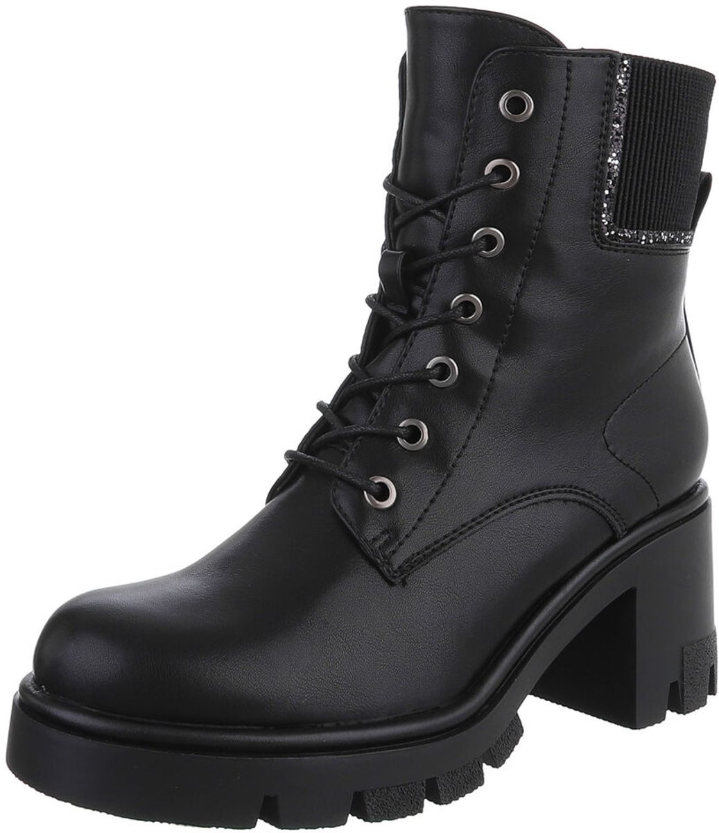Veterboots - Hoge schacht en blokhak - Dames Mt:40