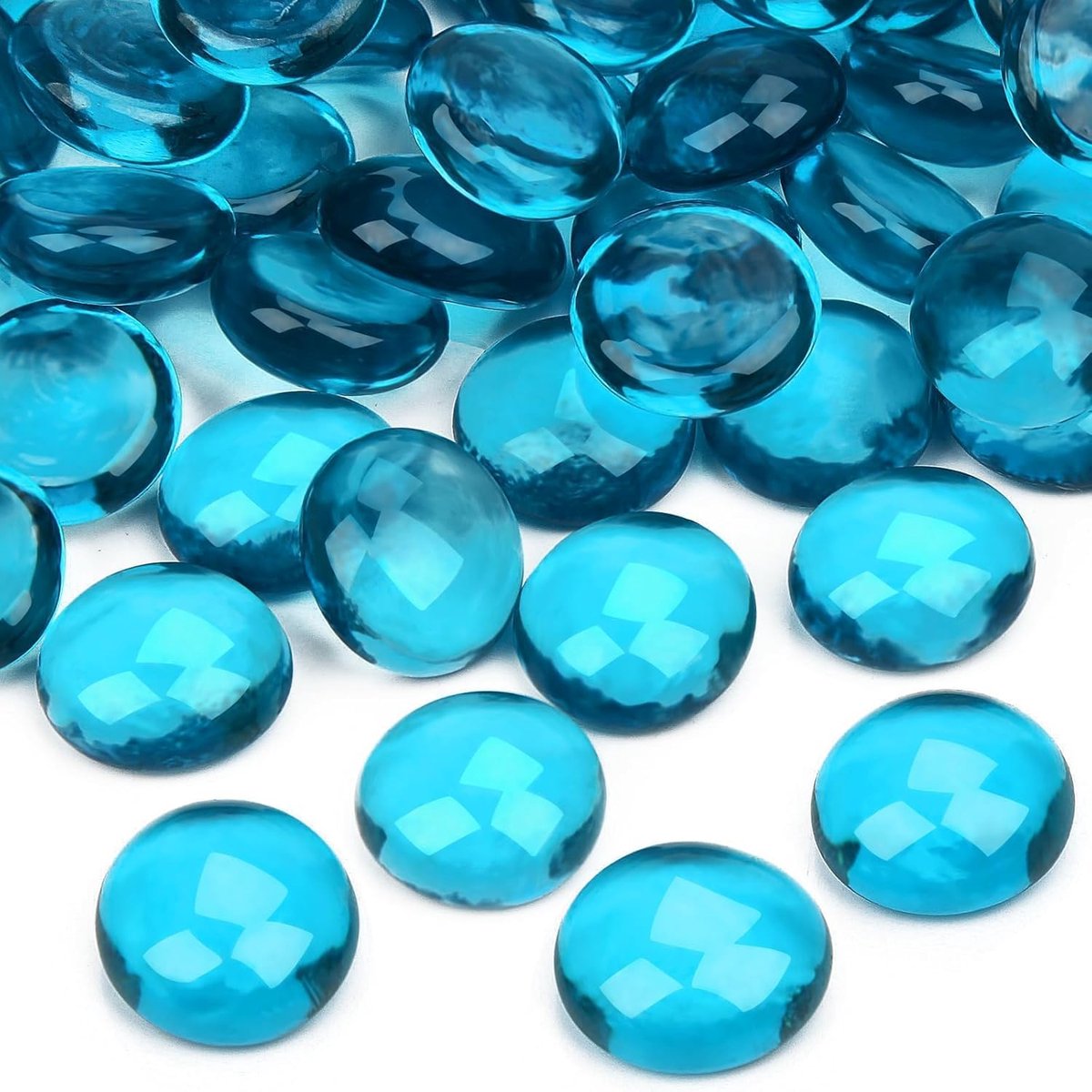 SnelShoppen - 200 Stuks Blauwe 900g Platte Glazen Kiezels voor Vazen, Aquaria, Decoratieve Steentjes, Tuin, Feest, Huisdecoratie