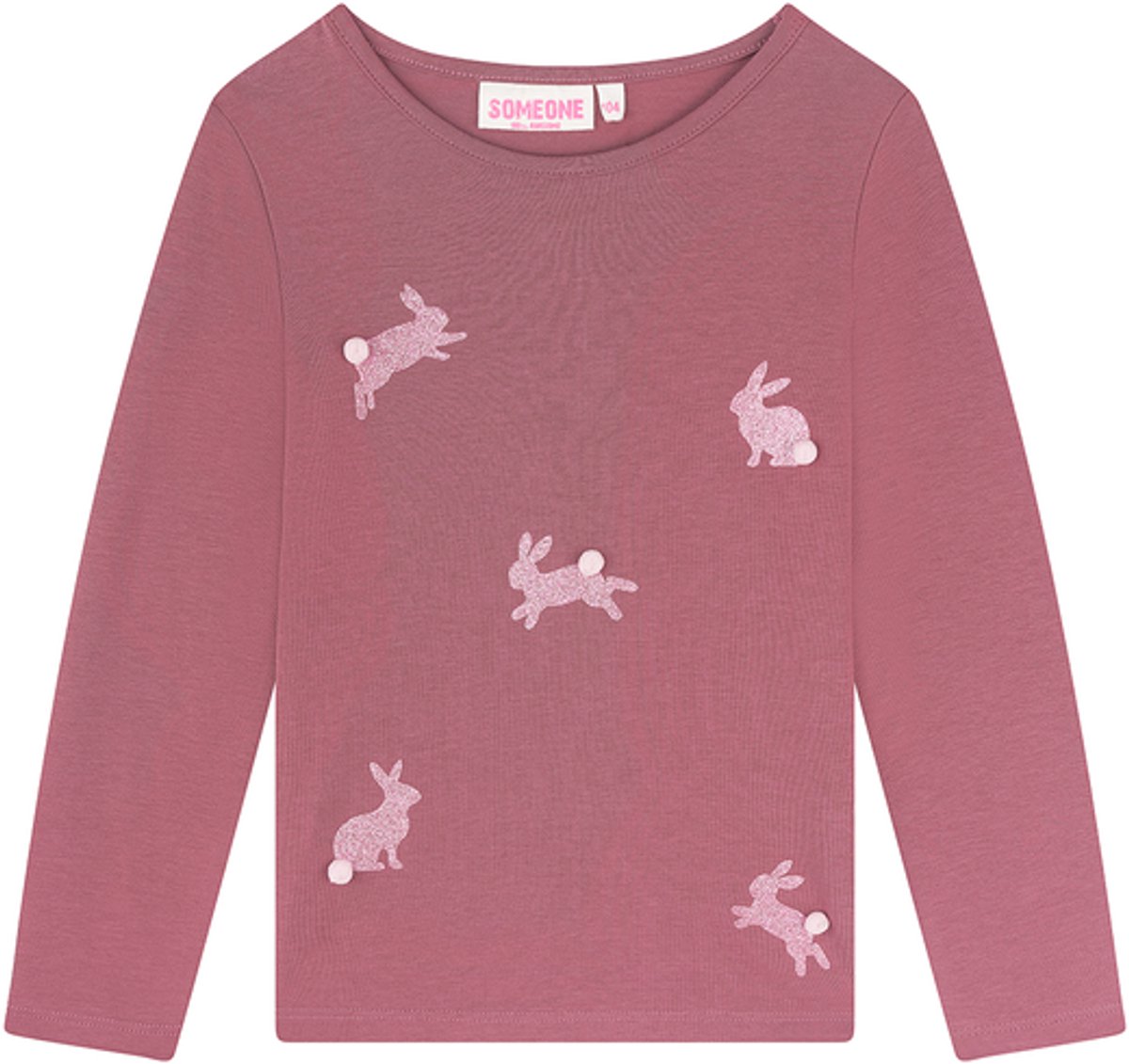 Someone T-shirt LS Meisjes Raspberry konijntjes - YARA - Maat 134
