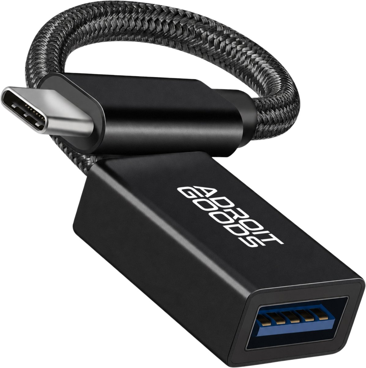 AdroitGoods USB-C naar USB-A OTG Adapter Kabel USB 3.2 10Gbps Snelle Dataoverdracht Nylon Gevlochten Type-C Converter Duurzaam Compact