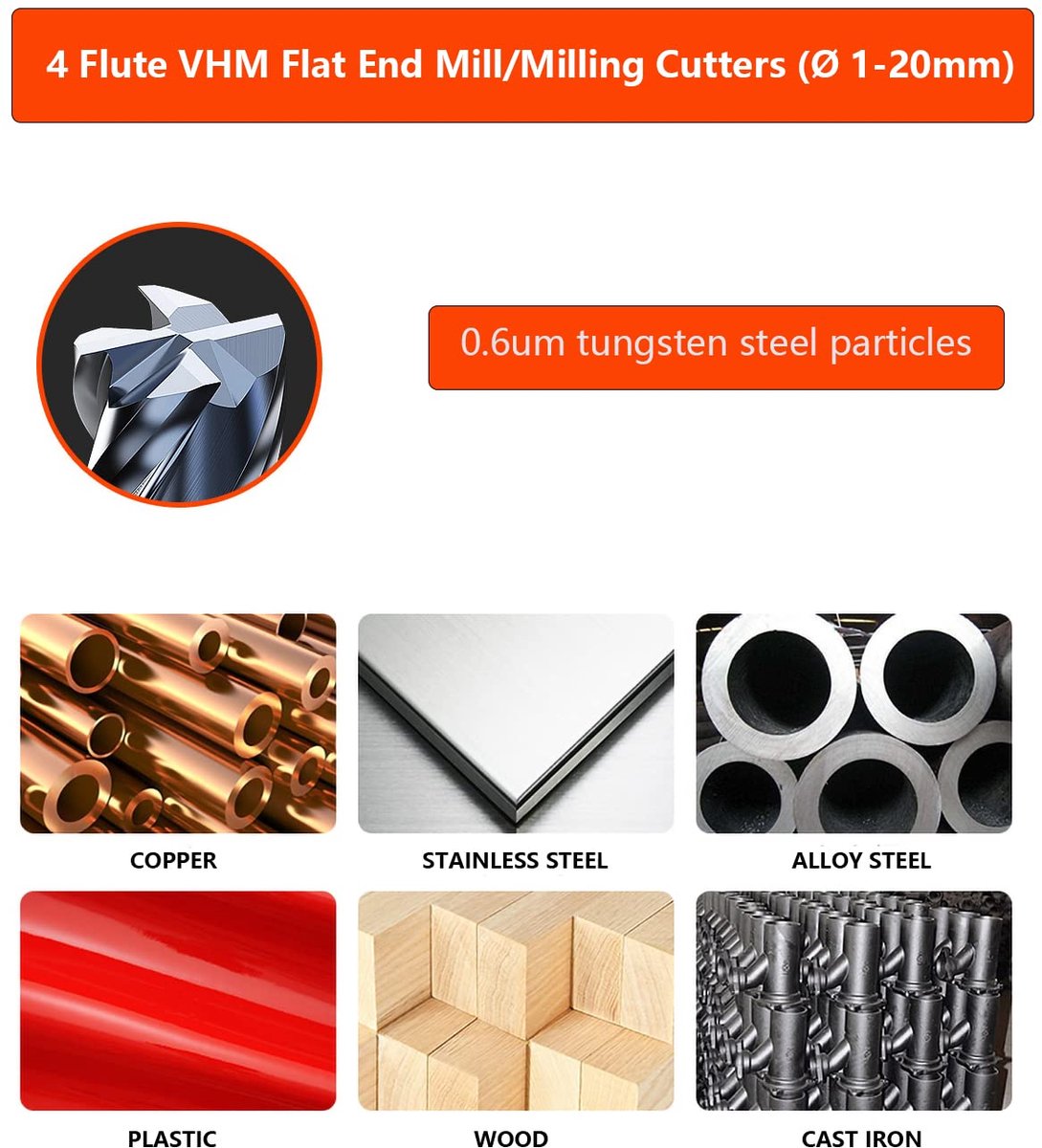 SnelShoppen - 2 Stuks 8mm Carbide Frees Cutter, 4 Snijkanten, Zwart AlTiN Coating, CNC Shank Frees voor Metaal, Hout, Acryl, Kunststof