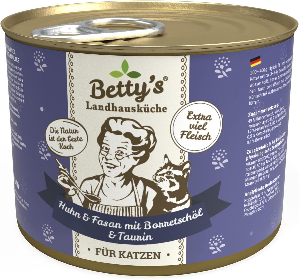 SnelShoppen - Natvoer Kat, Graanvrij, Hoogwaardige Vlees, Gently Gekookt, Geschikt voor Alle Kattenrassen, Kip & Fazant met Borage Olie 6 x 200 g