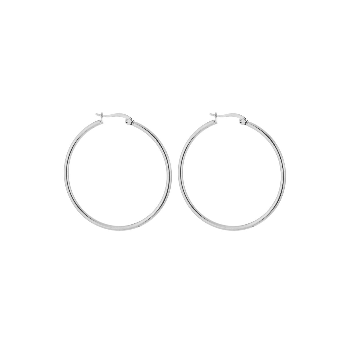 Stainless Steel Klassieke 40mm Hoops – Tijdloze & Minimalistische Oorringen – RVS - Zilver