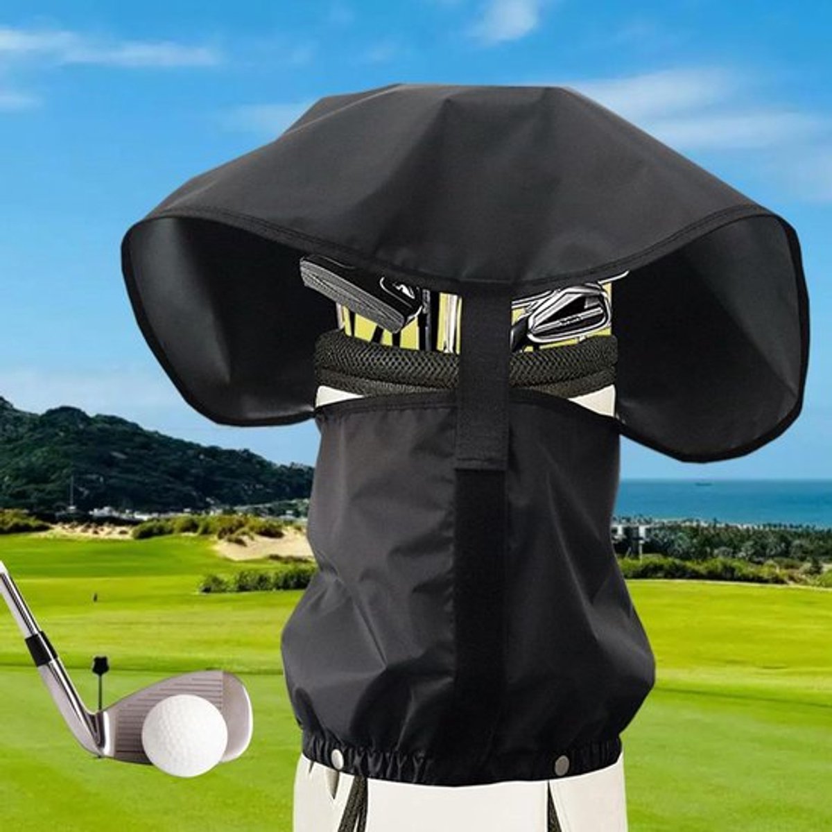 Regenhoes voor Golf Tas Waterdicht - Zwart - Draagbaar - Golfbags en Push Carts - Regenbeschermer - Waterdicht - Geschikt voor Golftassen - Zwart Model