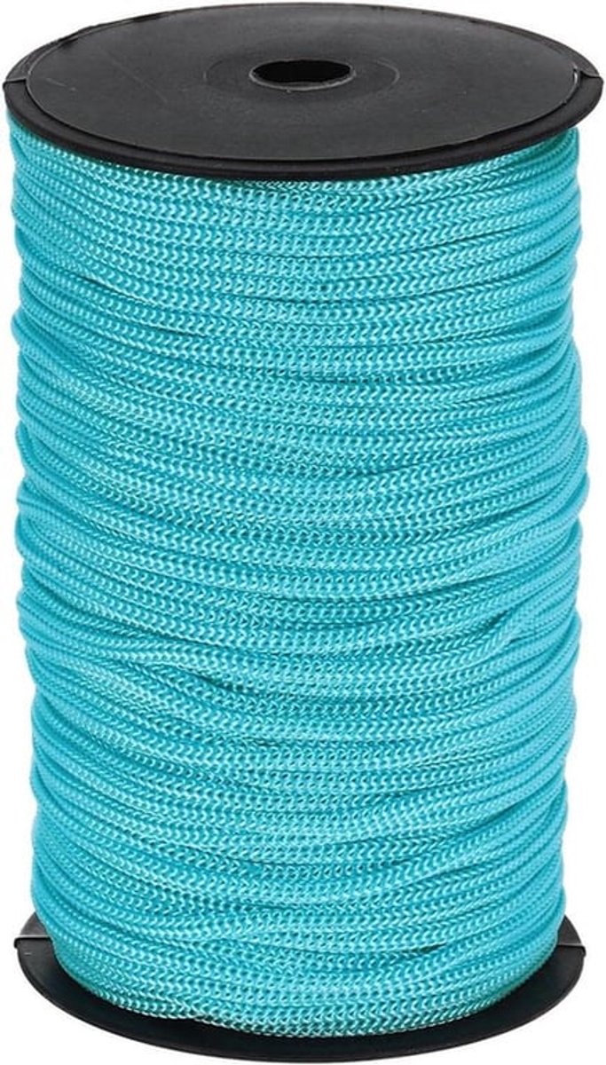 Nylon touw, 100m, 5 mm - Voor waslijn, kamperen, wandelen - Blauwgroen