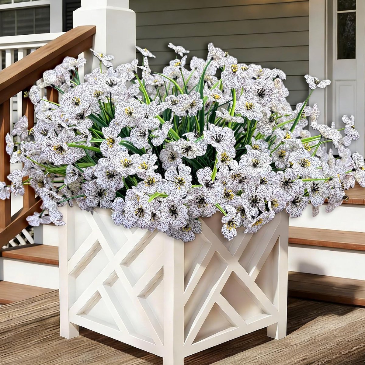 SnelShoppen - 20 Bundels UV Bestendige Kunstbloemen Buiten, Nepparen met Plastic Stelen, Voor Tuin, Balkon, Kerstdecoratie en Feestversiering