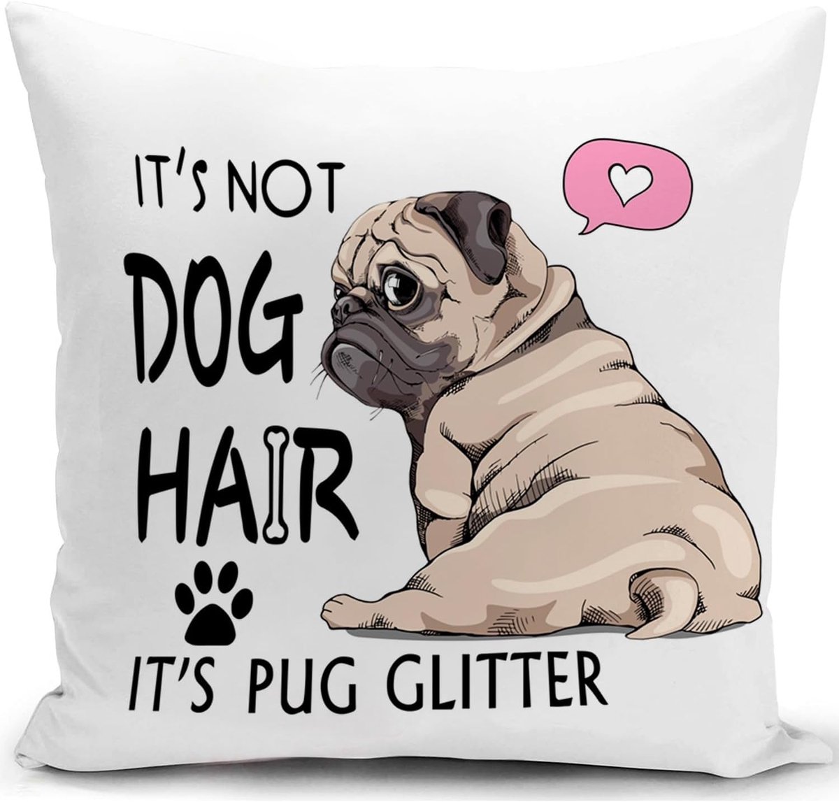 SnelShoppen - Pug Kussenhoes 40x40cm voor Pug Liefhebbers - Zachte en Ademende Kussencover voor Woonkamer, Sofa, Bed, Camping, Moederdag Cadeau