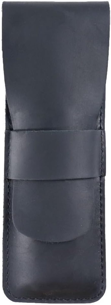 SnelShoppen - Leer Pennenhouder Retro Etui voor 2-3 Pennen - Hoogwaardige Leren Pennenkoker voor School, Kantoor en Reizen - 17 cm