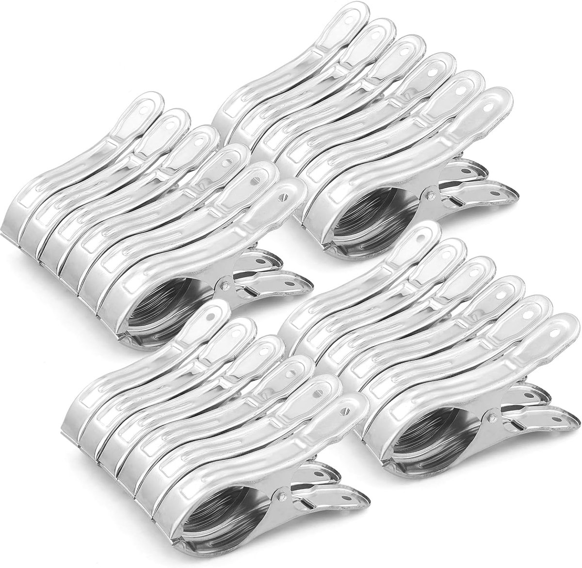 SnelShoppen - 24 Stuks RVS Towel Clips 12 cm - Sterke Klemmen voor Strandhanddoek, Badhanddoek, Bedlinnen, Vloerkleed en Dikke Kleding - Multifunction